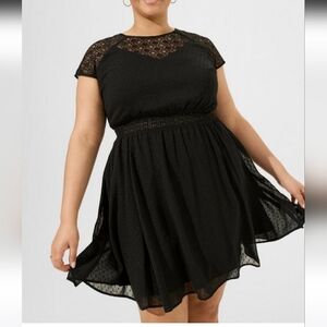 Torrid mini clip dot crochet skater dress